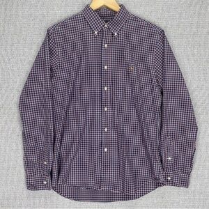 Ralph Lauren Color Pony Shirt Men’s L Slim Fit Red Blue Check Plaid Long Sleeve